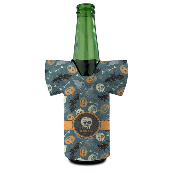 Vintage / Grunge Halloween Jersey Bottle Cooler - Set of 4 - FRONT (on bottle)