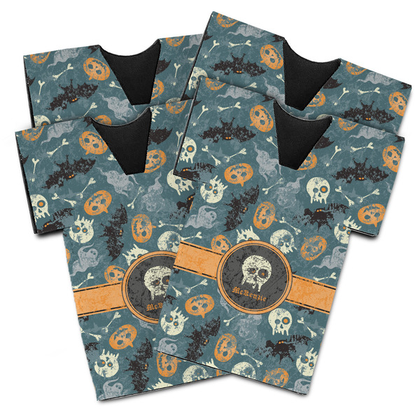 Custom Vintage / Grunge Halloween Jersey Bottle Cooler - Set of 4 (Personalized)