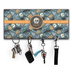 Vintage / Grunge Halloween Key Hanger w/ 4 Hooks w/ Graphics and Text