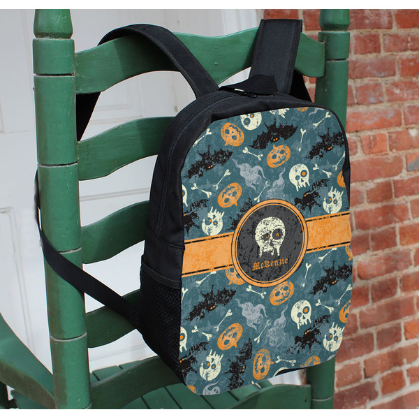 Vintage / Grunge Halloween Kids Backpack - In Context