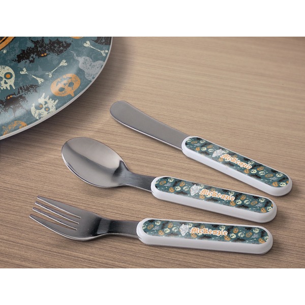 Vintage / Grunge Halloween Kids Flatware w/ Plate