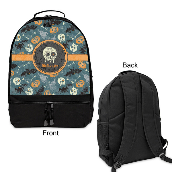 Vintage / Grunge Halloween Large Backpack - Black - Front & Back View