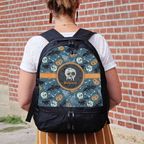 Vintage / Grunge Halloween Large Backpack - Black - On Back