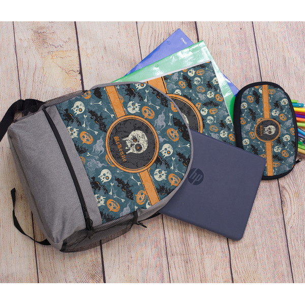 Vintage / Grunge Halloween Large Backpack - Gray - With Stuff