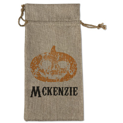 Vintage / Grunge Halloween Large Burlap Gift Bag - Front (Personalized)
