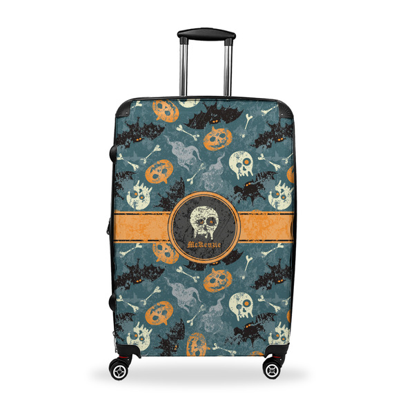 Custom Vintage / Grunge Halloween Suitcase - 28" Large - Checked w/ Name or Text