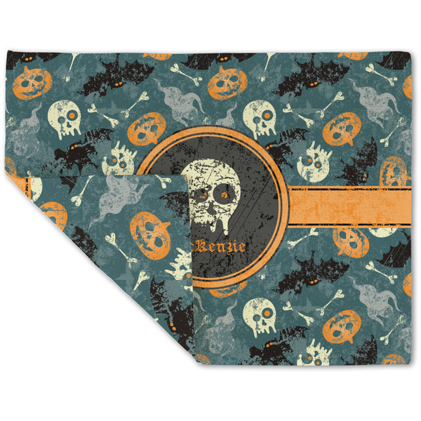 Custom Vintage / Grunge Halloween Double-Sided Linen Placemat - Single w/ Name or Text