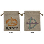 Vintage / Grunge Halloween Medium Burlap Gift Bag - Front & Back (Personalized)