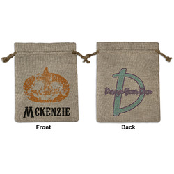 Vintage / Grunge Halloween Medium Burlap Gift Bag - Front & Back (Personalized)