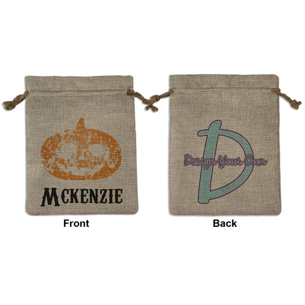 Custom Vintage / Grunge Halloween Medium Burlap Gift Bag - Front & Back (Personalized)