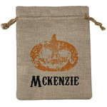 Vintage / Grunge Halloween Medium Burlap Gift Bag - Front (Personalized)
