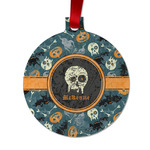 Vintage / Grunge Halloween Metal Ball Ornament - Double Sided w/ Name or Text