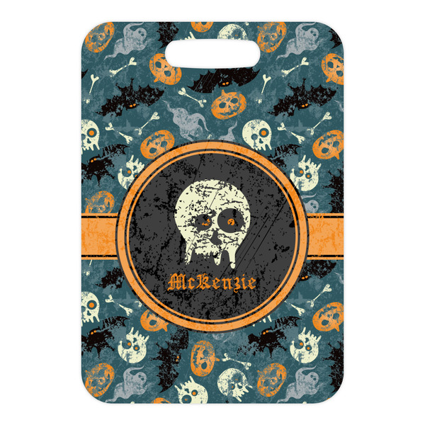 Vintage / Grunge Halloween Metal Luggage Tag - Front Without Strap