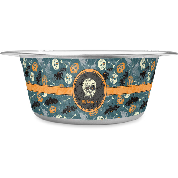Custom Vintage / Grunge Halloween Stainless Steel Dog Bowl - Small (Personalized)