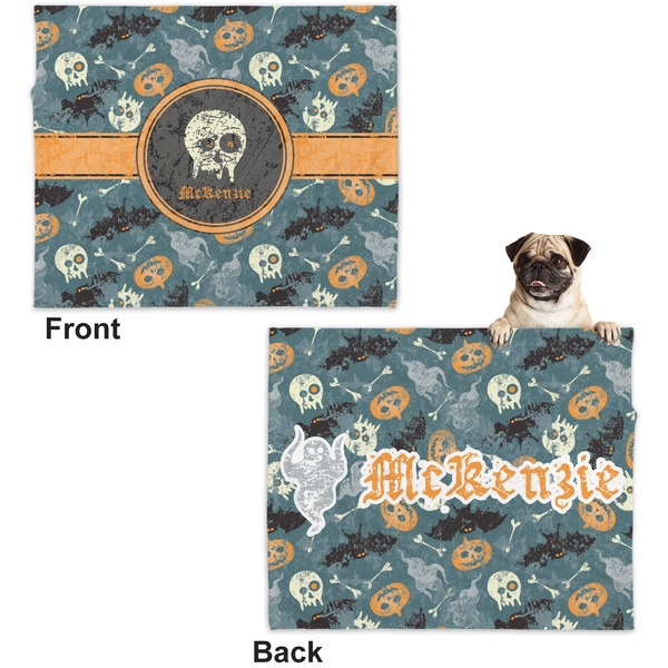 Vintage / Grunge Halloween Microfleece Dog Blanket - Large- Front & Back
