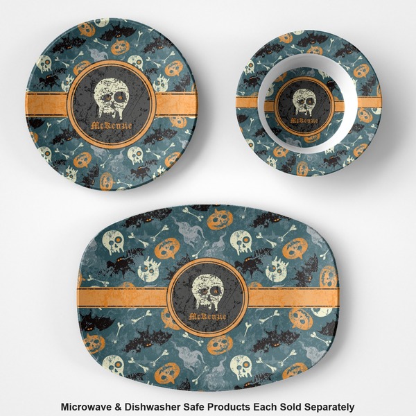 Vintage / Grunge Halloween Microwave & Dishwasher Safe CP Plastic Dishware - Group