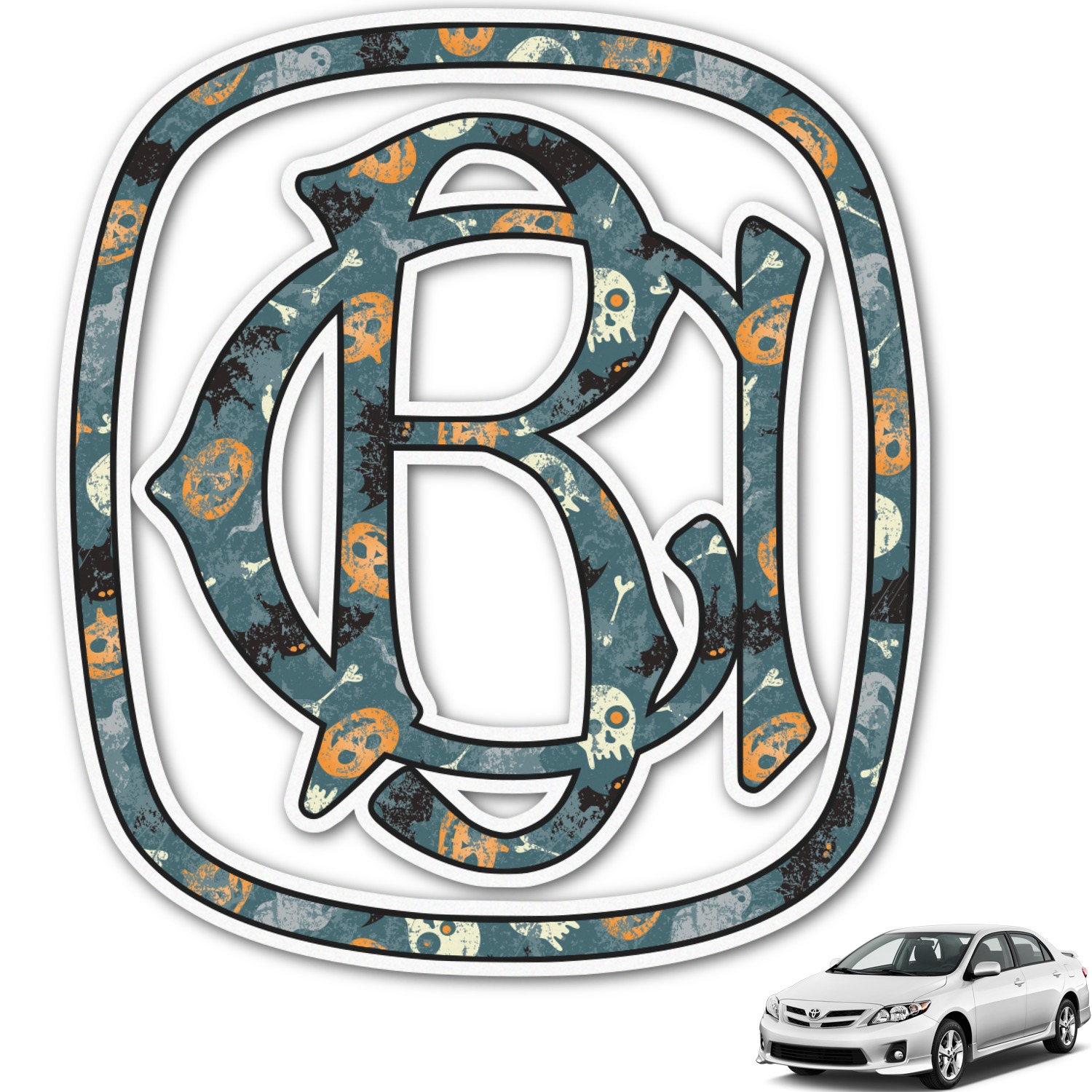 Custom Vintage / Grunge Halloween Monogram Car Decal (Personalized