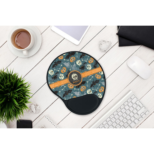 Vintage / Grunge Halloween Mouse Pad with Wrist Rest - LIFESYTLE 1
