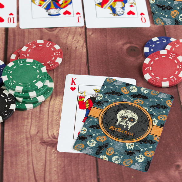 Vintage / Grunge Halloween On Table with Poker Chips