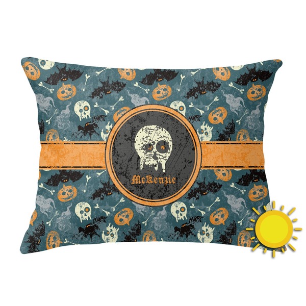 Custom Vintage / Grunge Halloween Outdoor Throw Pillow (Rectangular) (Personalized)