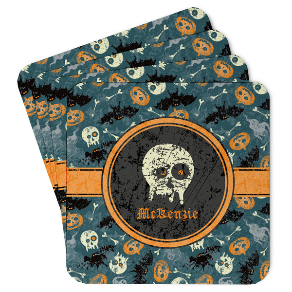 Custom Vintage / Grunge Halloween Paper Coasters w/ Name or Text