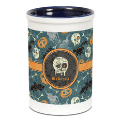 Vintage / Grunge Halloween Ceramic Pencil Holders - Blue