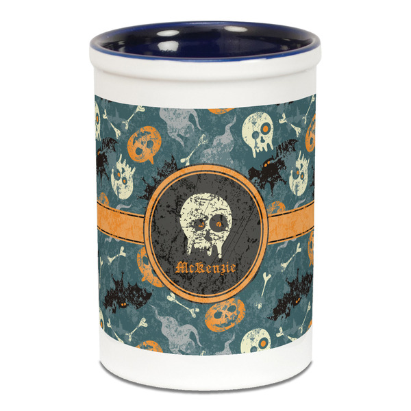 Vintage / Grunge Halloween Pencil Holder - Blue