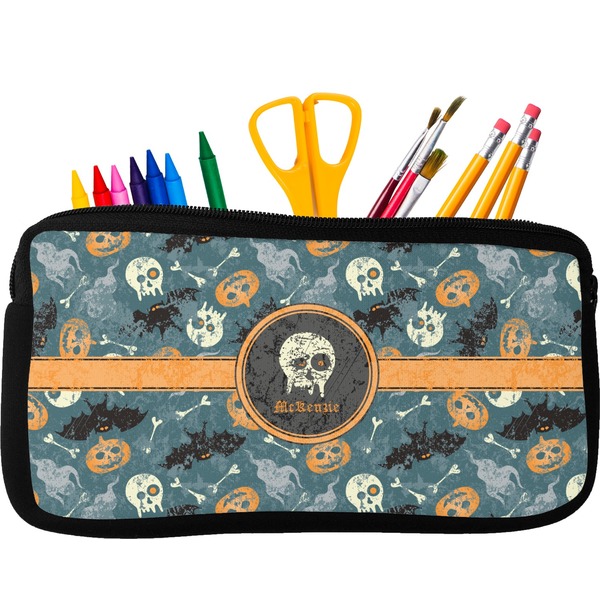 Custom Vintage / Grunge Halloween Neoprene Pencil Case (Personalized)