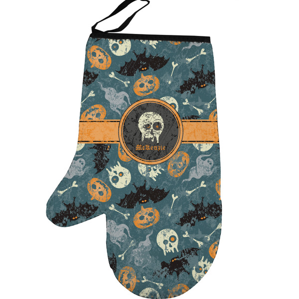 Vintage / Grunge Halloween Personalized Oven Mitt - Left