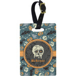 Vintage / Grunge Halloween Plastic Luggage Tag - Rectangular w/ Name or Text