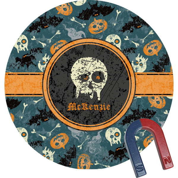 Custom Vintage / Grunge Halloween Round Fridge Magnet (Personalized)