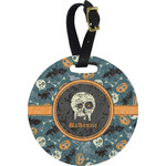 Vintage / Grunge Halloween Plastic Luggage Tag - Round (Personalized)