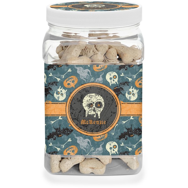 Custom Vintage / Grunge Halloween Dog Treat Jar (Personalized)