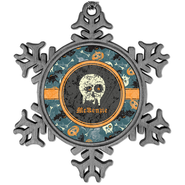 Custom Vintage / Grunge Halloween Vintage Snowflake Ornament (Personalized)