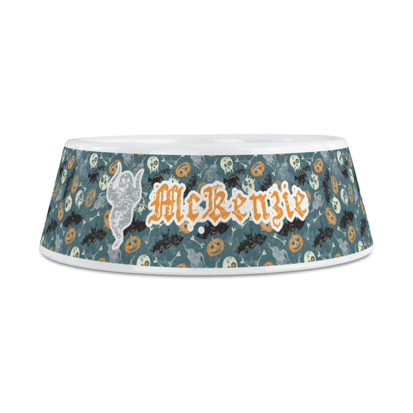 Vintage / Grunge Halloween Plastic Dog Bowls - Medium - FRONT