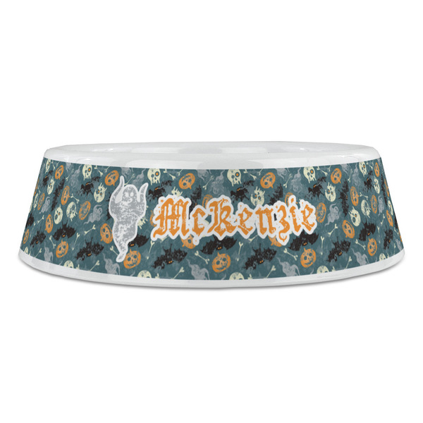 Vintage / Grunge Halloween Plastic Pet Bowls - Large - FRONT