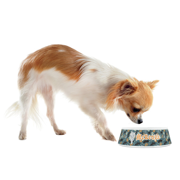 Vintage / Grunge Halloween Plastic Pet Bowls - Small - LIFESTYLE