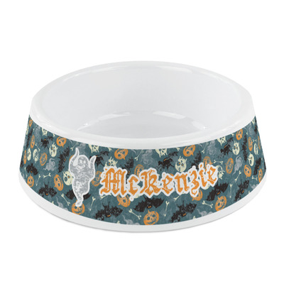 Vintage / Grunge Halloween Plastic Dog Bowl - Small (Personalized)