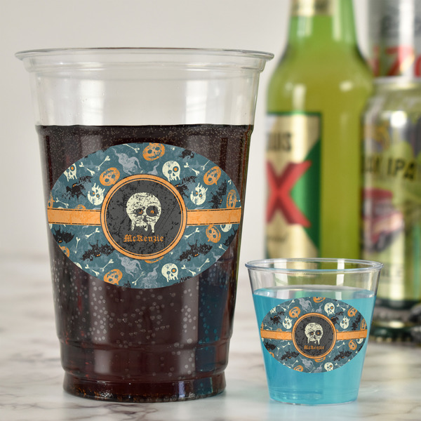 Vintage / Grunge Halloween Plastic Shot Glasses - In Context