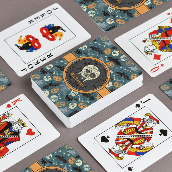 Vintage / Grunge Halloween Playing Cards - Front & Back View