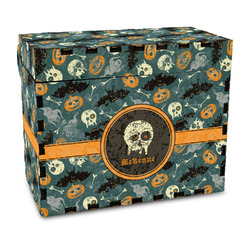 Vintage / Grunge Halloween Wood Recipe Box - Full Color Print (Personalized)