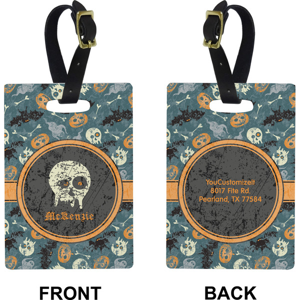 Vintage / Grunge Halloween Rectangle Luggage Tag (Front + Back)