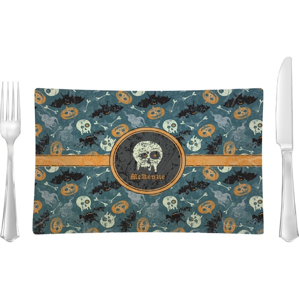 Custom Vintage / Grunge Halloween Rectangular Glass Lunch / Dinner Plate - Single or Set (Personalized)