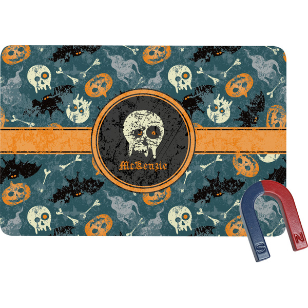 Custom Vintage / Grunge Halloween Rectangular Fridge Magnet (Personalized)