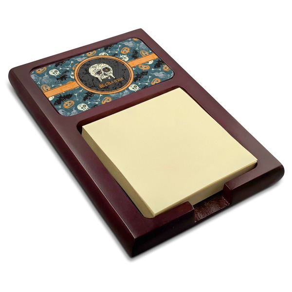 Custom Vintage / Grunge Halloween Red Mahogany Sticky Note Holder (Personalized)