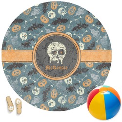 Vintage / Grunge Halloween Round Beach Towel (Personalized)