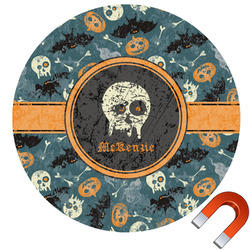 Vintage / Grunge Halloween Round Car Magnet - 10" (Personalized)