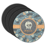 Vintage / Grunge Halloween Round Rubber Backed Coasters - Set of 4 (Personalized)