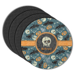 Vintage / Grunge Halloween Round Rubber Backed Coasters - Set of 4 (Personalized)