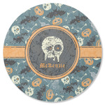 Vintage / Grunge Halloween Round Rubber Backed Coaster (Personalized)